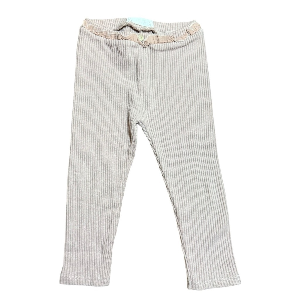 Zara Baby Girls Ribbed Leggings Pants Beige Blush Neutral Stretch Size 2-3Y